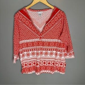 Rebecca Malone paisley print boho long sleeve blouse